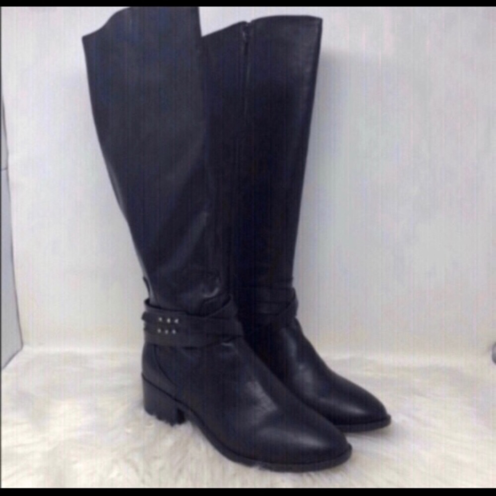 Material Girl Women's Damien Knee High Riding Boot Black